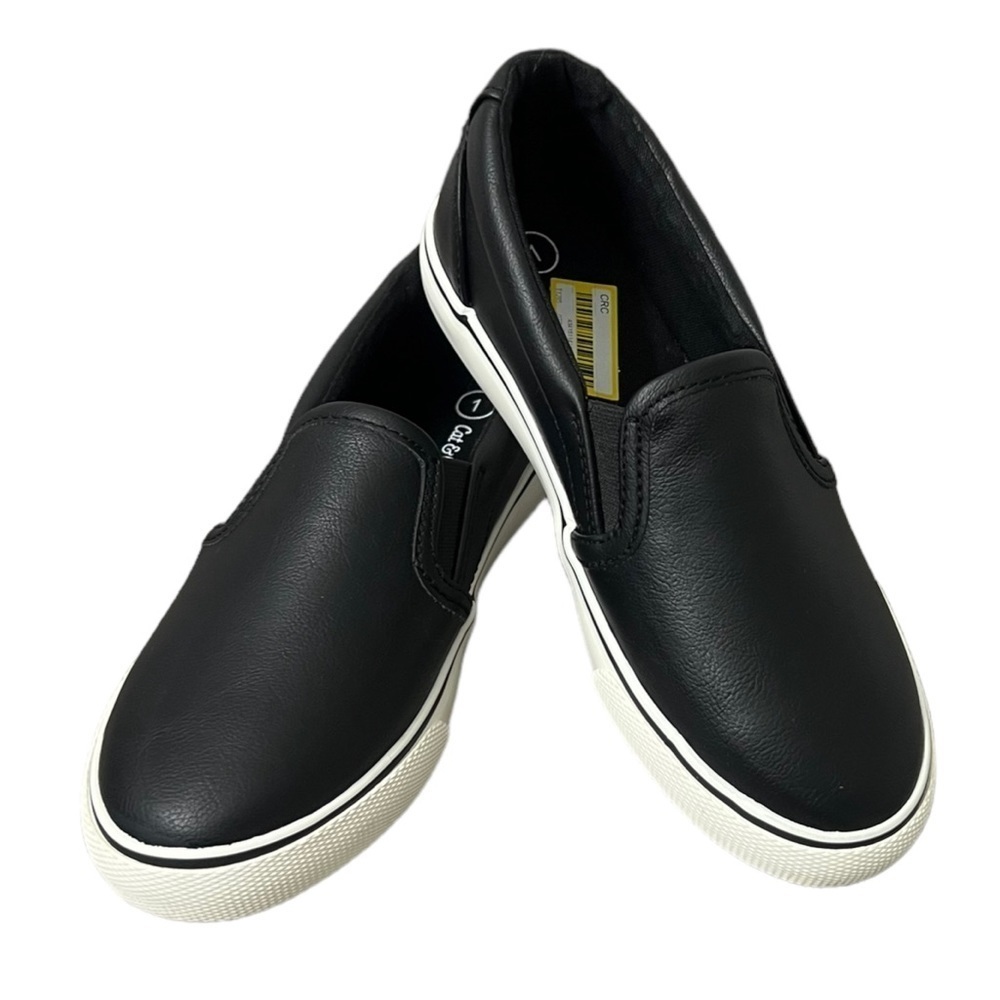 Cat & Jack Black Slip-On Kids Sneakers with White Soles
